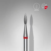 Frez diamentowy płomień ostry czerwony EXPERT średnica 1,8 mm / część pracująca 8 mm